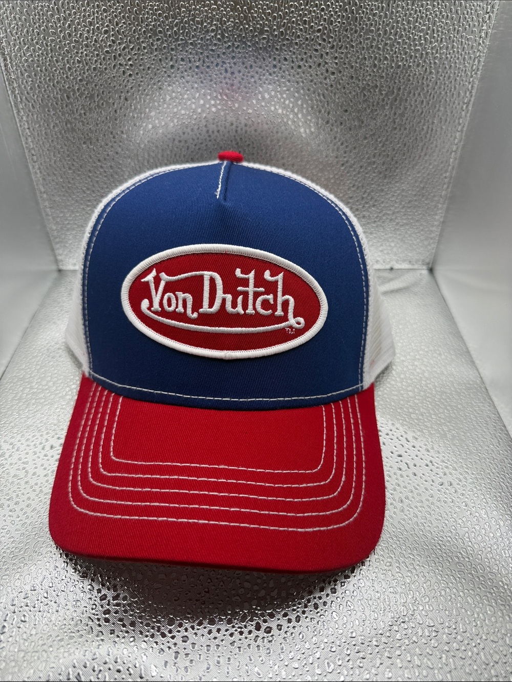 Von Dutch Blue, Red & White Embroidered Trucker Cap
